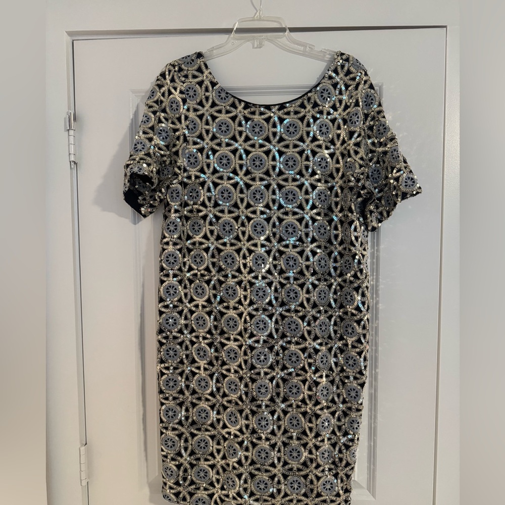 The Limited Navy, Light Blue, Gold and Silver Sequin Dress